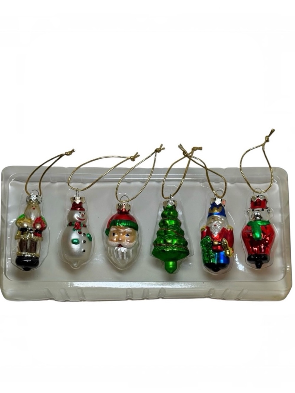 Vintage Glass Christmas Ornaments – Set of 6 Miniature Holiday Decorations